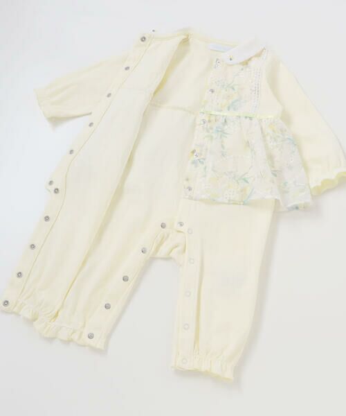 fillot de bebe reduction / フィヨ デュ ベベ ルダクティオン ロンパース | 【お揃い】オーガンジー花柄プリントスカート付き長袖カバーオール(70~80cm) | 詳細12