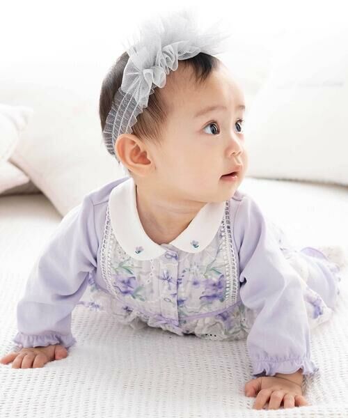 fillot de bebe reduction / フィヨ デュ ベベ ルダクティオン ロンパース | 【お揃い】オーガンジー花柄プリントスカート付き長袖カバーオール(70~80cm) | 詳細17