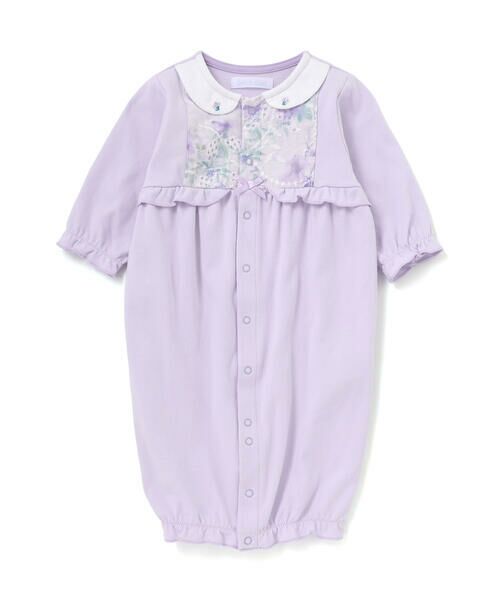 fillot de bebe reduction / フィヨ デュ ベベ ルダクティオン ロンパース | 【お揃い】オーガンジー花柄プリント長袖2WAYオール(50~75cm)（パープル）