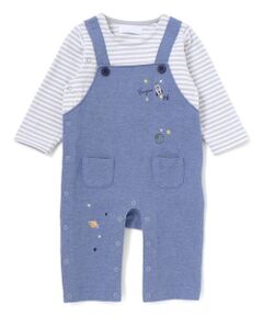 fillot de bebe reduction / フィヨ デュ ベベ ルダクティオン ロンパース | 【お揃い】ボーダーTシャツ重ね着風長袖ロンパース(70~80cm)