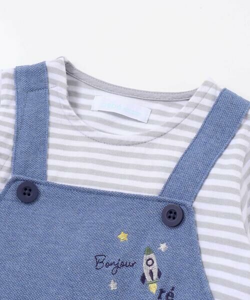 fillot de bebe reduction / フィヨ デュ ベベ ルダクティオン ロンパース | 【お揃い】ボーダーTシャツ重ね着風長袖ロンパース(70~80cm) | 詳細3