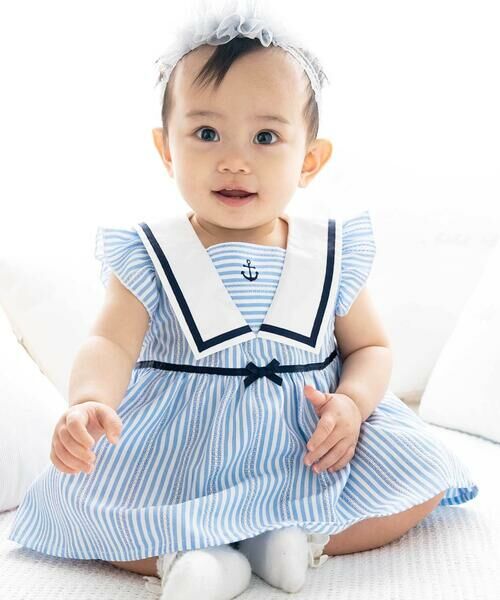 fillot de bebe reduction / フィヨ デュ ベベ ルダクティオン ベビー・キッズウエア | ドビーストライプマリンブラウスベビー(60~90cm)（ブルー系）