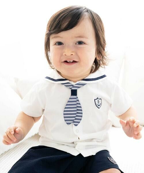 fillot de bebe reduction / フィヨ デュ ベベ ルダクティオン ベビー・キッズウエア | 【お揃い】天竺マリンブラウスベビー(70~90cm)（ホワイト）