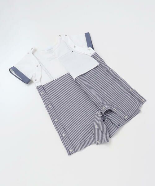 fillot de bebe reduction / フィヨ デュ ベベ ルダクティオン ロンパース | 【お揃い】ストライプ重ね着カバーオールベビー(70~80cm) | 詳細14