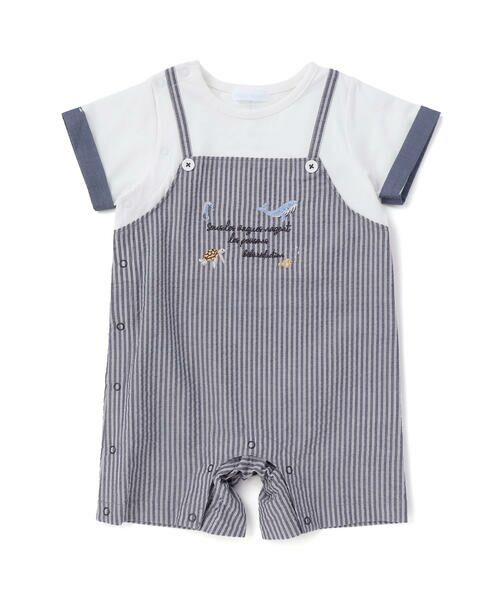 fillot de bebe reduction / フィヨ デュ ベベ ルダクティオン ロンパース | 【お揃い】ストライプ重ね着カバーオールベビー(70~80cm) | 詳細4