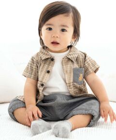 fillot de bebe reduction / フィヨ デュ ベベ ルダクティオン ベビー・キッズウエア | 【お揃い】オーガニックチェックくま耳半袖シャツ＆パンツセットベビー(70~90cm)