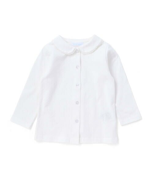 fillot de bebe reduction / フィヨ デュ ベベ ルダクティオン ベビー・キッズウエア | レーシー天竺丸襟長袖ブラウスベビー(70~90cm)（ホワイト）