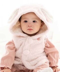 fillot de bebe reduction / フィヨ デュ ベベ ルダクティオン ベビー・キッズウエア | 【お揃い】モコモコボア耳付きベストベビー(60~90cm)