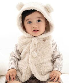 fillot de bebe reduction / フィヨ デュ ベベ ルダクティオン ベビー・キッズウエア | 【お揃い】モコモコボア耳付きベストベビー(60~90cm)