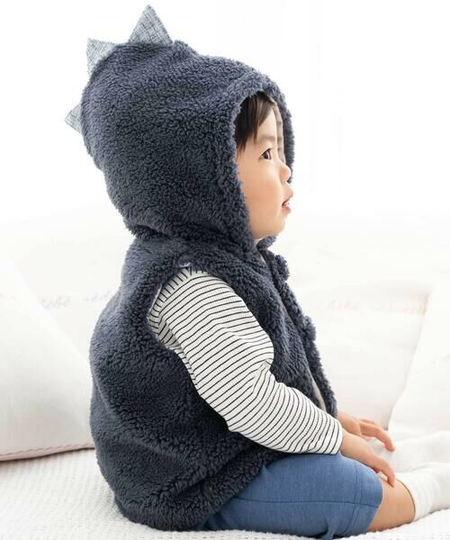 fillot de bebe reduction / フィヨ デュ ベベ ルダクティオン ベビー・キッズウエア | 【お揃い】モコモコボア耳付きベストベビー(60~90cm)（ネイビー）