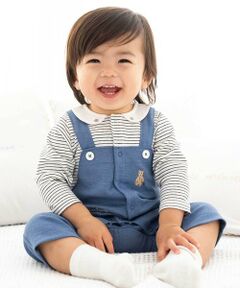 fillot de bebe reduction / フィヨ デュ ベベ ルダクティオン ロンパース | ボーダー重ね着風カバーオールベビー(70~80cm)