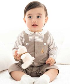 fillot de bebe reduction / フィヨ デュ ベベ ルダクティオン ロンパース | ボーダー重ね着風カバーオールベビー(70~80cm)