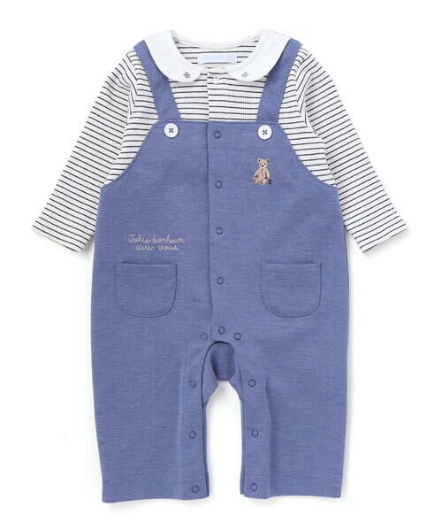 fillot de bebe reduction / フィヨ デュ ベベ ルダクティオン ロンパース | ボーダー重ね着風カバーオール ベビー(70~80cm) | 詳細2