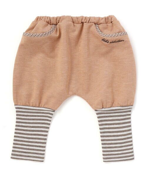 fillot de bebe reduction / フィヨ デュ ベベ ルダクティオン ベビー・キッズウエア | Wフェイス切替ボーダーレイヤード風パンツ(70~90cm)（ベージュ系）