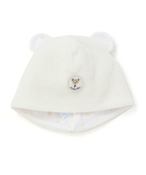 fillot de bebe reduction / フィヨ デュ ベベ ルダクティオン ベビー・キッズグッズ | アニマル耳付きフリース帽子(44~46cm)（ホワイト）