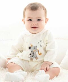 fillot de bebe reduction / フィヨ デュ ベベ ルダクティオン ロンパース | サックスネズミパッチWフェイス2wayカバーオール(50~75cm)