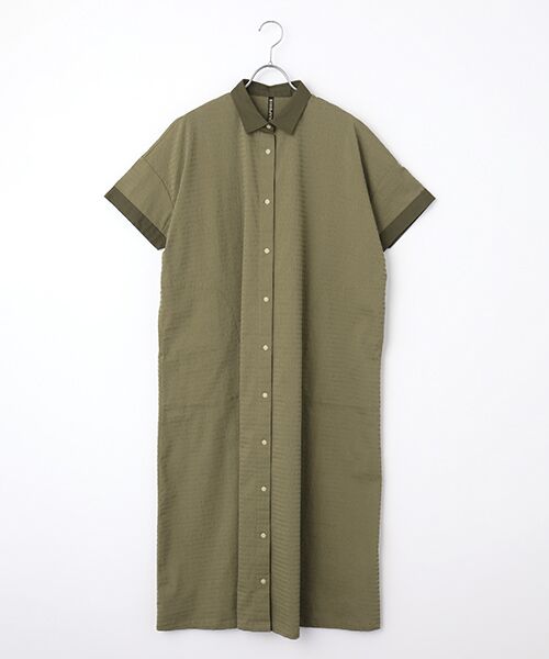 FRAPBOIS / フラボア ロング・マキシ丈ワンピース | ボーダーサッカー ワンピース（カーキ）