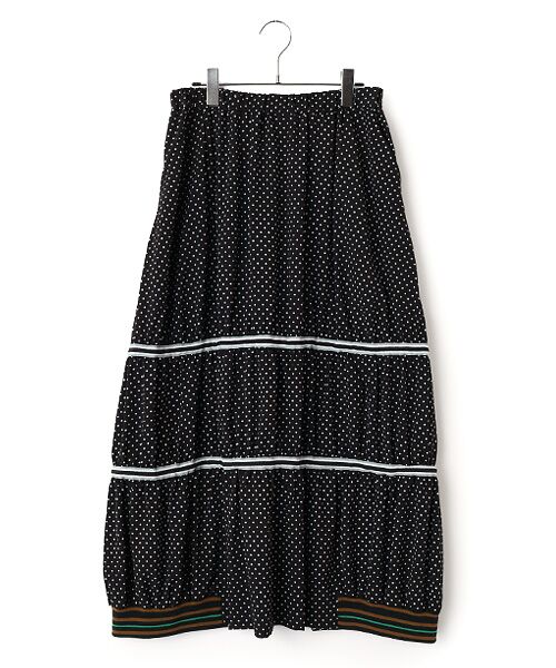 FRAPBOIS / フラボア ロング・マキシ丈スカート | スプラッシュドット スカート（ブラック）