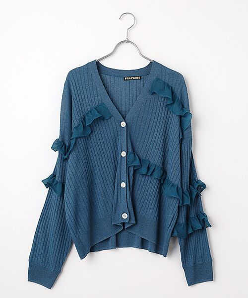 FRAPBOIS / フラボア カーディガン・ボレロ | シアーフリル カーディガン（ブルーグリーン）