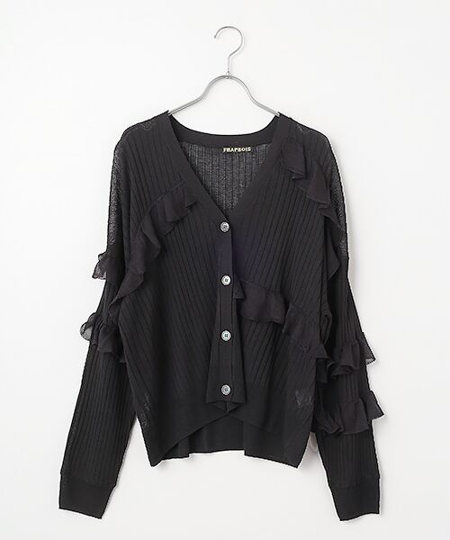 FRAPBOIS / フラボア カーディガン・ボレロ | シアーフリル カーディガン（ブラック）