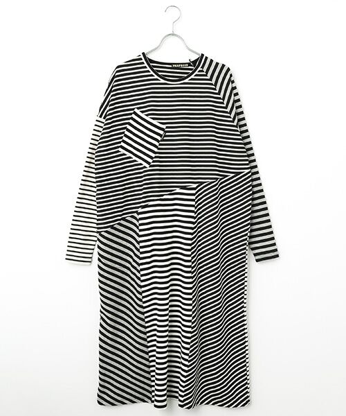 FRAPBOIS / フラボア ロング・マキシ丈ワンピース | クワトロボーダー ワンピース（ブラック）