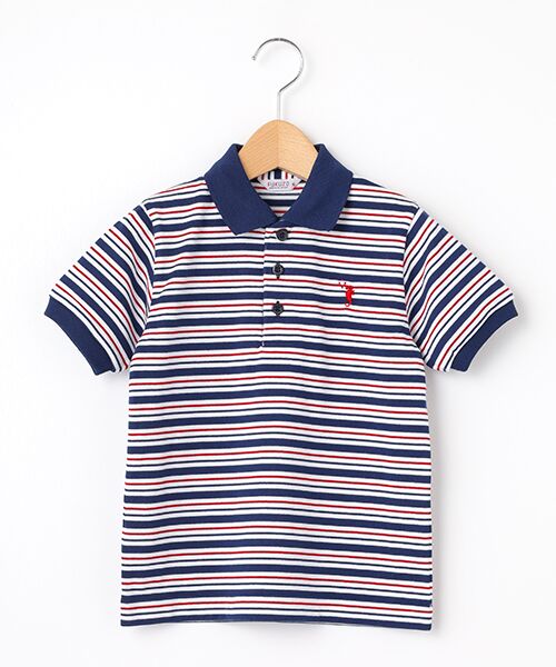 FUKUZO/フクゾー 子供ポロシャツ半袖天竺ボーダー 三本縞 4才