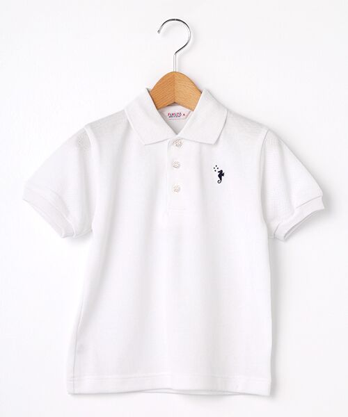 FUKUZO/フクゾー 子供ポロシャツ半袖鹿の子無地 白 4才