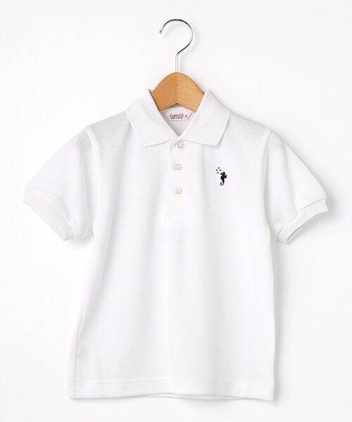 FUKUZO/フクゾー 子供ポロシャツ半袖鹿の子無地 白 6才
