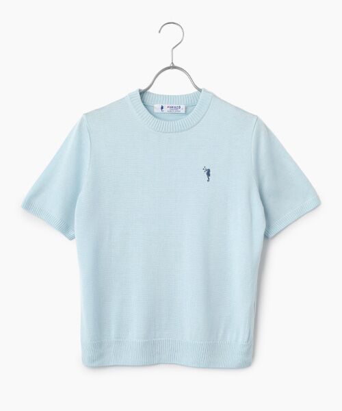 FUKUZO / フクゾー ニット・セーター | 婦人ラルゴクルーセーター半袖（ブルー）