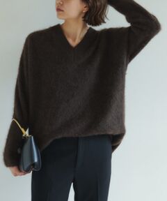 【ATON】ファーカシミヤVネックセーター