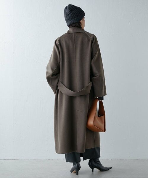 販促通販 美品☆cara カーラ 高級カシミヤ100% ロングコート グレー