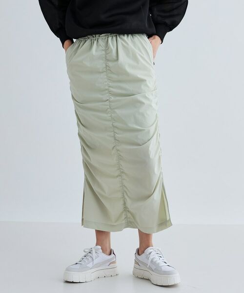 GALLEST / ギャレスト ロング・マキシ丈スカート | シャーリングナイロンスカート | 詳細4