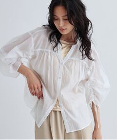 GALLEST / ギャレスト シャツ・ブラウス | 袖シャーリングシアーローンブラウス