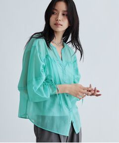 GALLEST / ギャレスト シャツ・ブラウス | 袖シャーリングシアーローンブラウス
