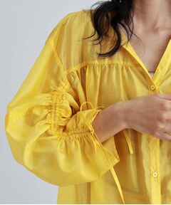 GALLEST / ギャレスト シャツ・ブラウス | 袖シャーリングシアーローンブラウス