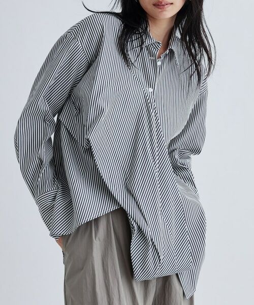 GALLEST/ギャレスト マルチウェイストライプカシュクールシャツ ブラック(319) 38(M) GALLEST/ギャレスト マルチウェイストライプカシュクールシャツ ブラック(319) 38(M)