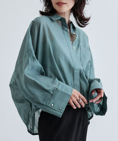 GALLEST / ギャレスト シャツ・ブラウス | 【再入荷】シアーローンステンカラーシャツ/シアーシャツ/シアートップス | 詳細2