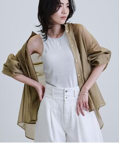 GALLEST / ギャレスト シャツ・ブラウス | シアーローンミドル丈シャツ/シアーシャツ/シアートップス【洗える】