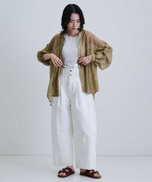 GALLEST / ギャレスト シャツ・ブラウス | シアーローンミドル丈シャツ/シアーシャツ/シアートップス【洗える】 | 詳細12