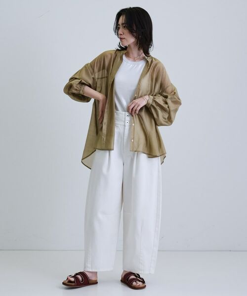 GALLEST / ギャレスト シャツ・ブラウス | シアーローンミドル丈シャツ/シアーシャツ/シアートップス【洗える】 | 詳細13