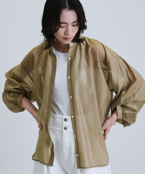 GALLEST / ギャレスト シャツ・ブラウス | シアーローンミドル丈シャツ/シアーシャツ/シアートップス【洗える】 | 詳細14