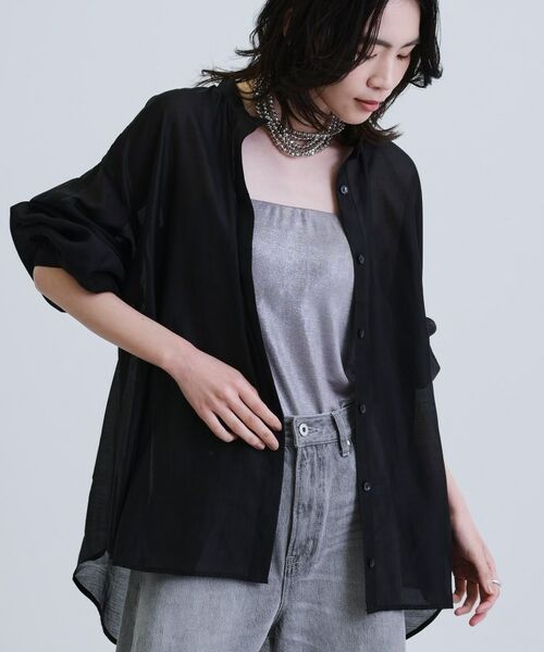 GALLEST / ギャレスト シャツ・ブラウス | シアーローンミドル丈シャツ/シアーシャツ/シアートップス【洗える】 | 詳細8