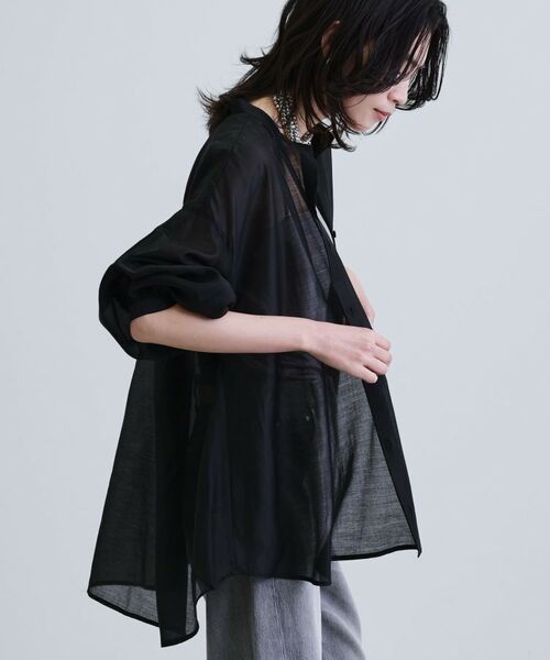 GALLEST/ギャレスト シアーローンミドル丈シャツ ブラック(019) 38(M) GALLEST/ギャレスト シアーローンミドル丈シャツ ブラック(019) 38(M)