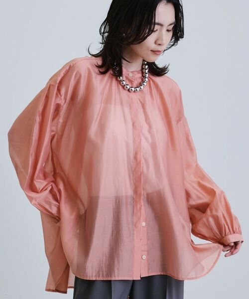 GALLEST / ギャレスト シャツ・ブラウス | シアーローンミドル丈シャツ/シアーシャツ/シアートップス【洗える】(オレンジ(065))