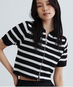 GALLEST / ギャレスト ニット・セーター | 衿付きハーフスリーブボーダーニット