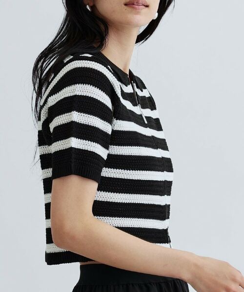 GALLEST / ギャレスト ニット・セーター | 衿付きハーフスリーブボーダーニット | 詳細10