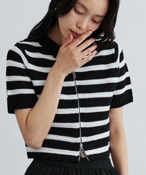 GALLEST / ギャレスト ニット・セーター | 衿付きハーフスリーブボーダーニット | 詳細11
