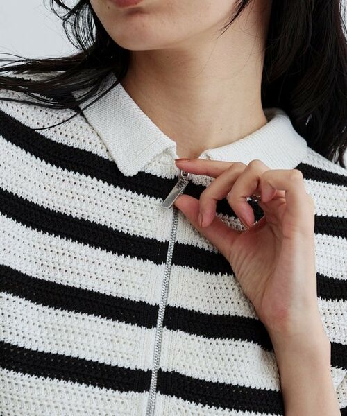 GALLEST / ギャレスト ニット・セーター | 衿付きハーフスリーブボーダーニット | 詳細6