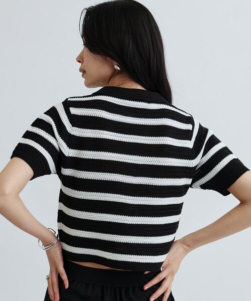 GALLEST / ギャレスト ニット・セーター | 衿付きハーフスリーブボーダーニット | 詳細9