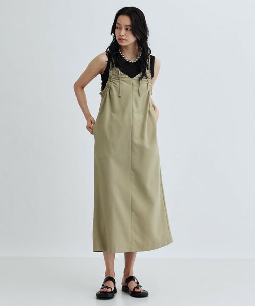 GALLEST/ギャレスト ギャザーストラップワンピース グリーン(025) 38(M) GALLEST/ギャレスト ギャザーストラップワンピース グリーン(025) 38(M)